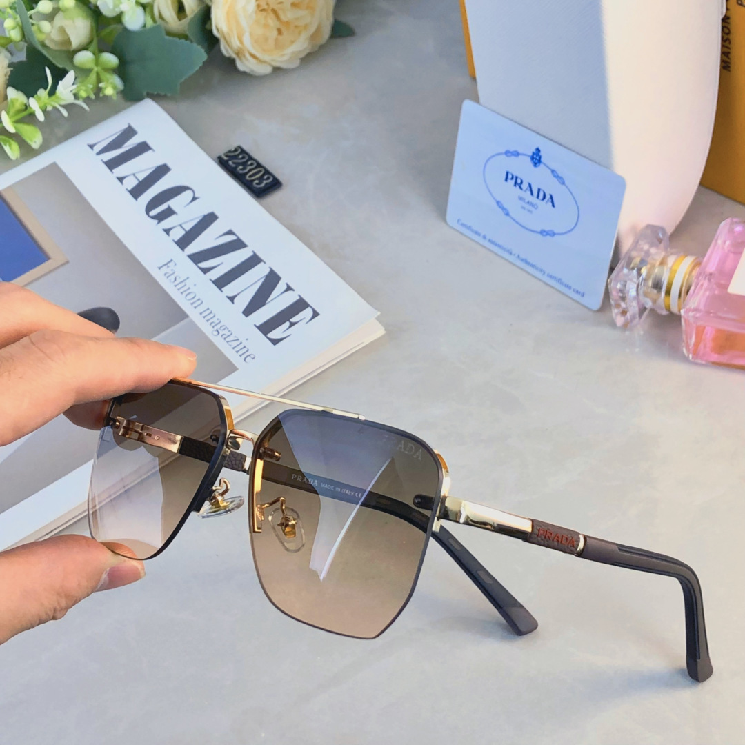 。。Prad*新款眼镜简约防晒太阳镜男女士帅气时尚穿搭拼色潮流墨镜