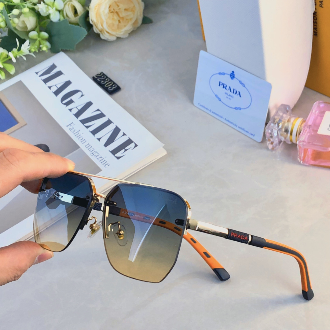。。Prad*新款眼镜简约防晒太阳镜男女士帅气时尚穿搭拼色潮流墨镜