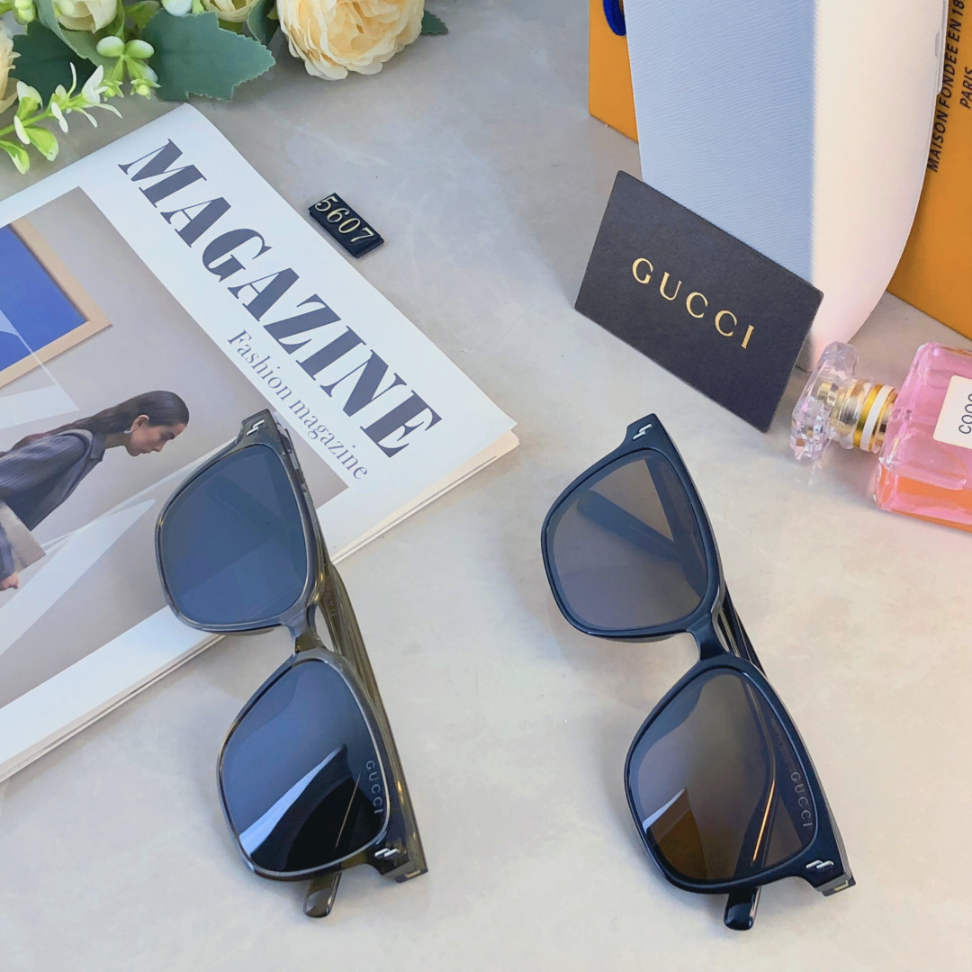 。。Gucc*潮酷墨镜高级感方框圆脸显脸小2026新款旅游登山防晒太阳镜