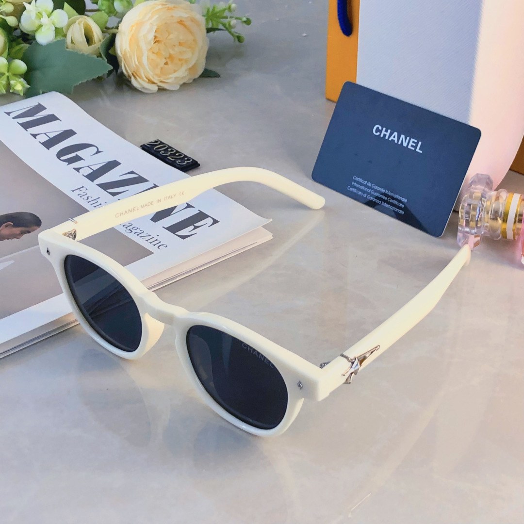 。。Chane*墨镜新款防紫外线开车出游百搭圆脸网红同款遮阳太阳镜