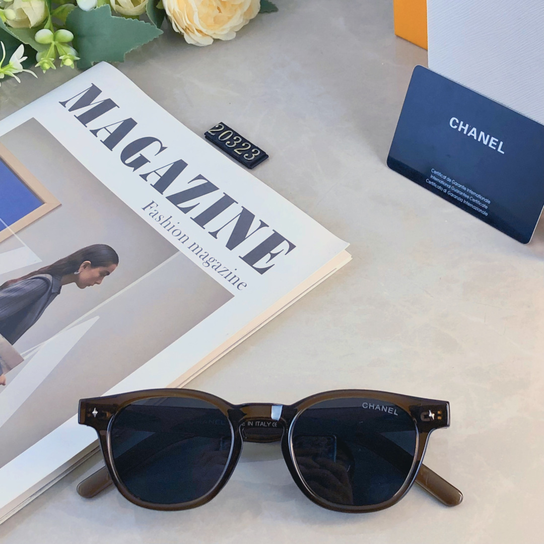 。。Chane*墨镜新款防紫外线开车出游百搭圆脸网红同款遮阳太阳镜