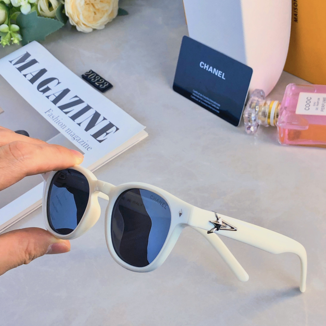 。。Chane*墨镜新款防紫外线开车出游百搭圆脸网红同款遮阳太阳镜