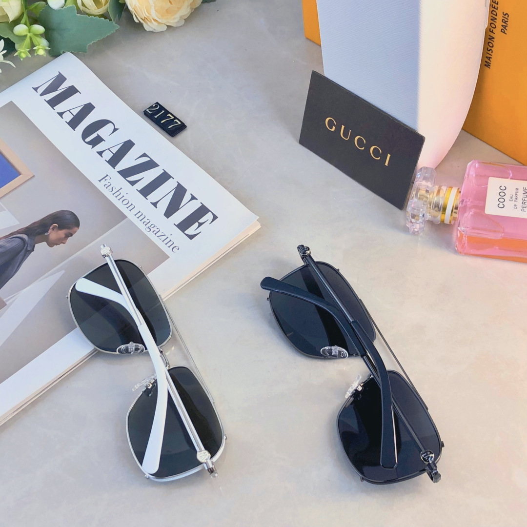 。。Gucc*高级偏光墨镜男女新潮超轻金属双梁框开车太阳镜