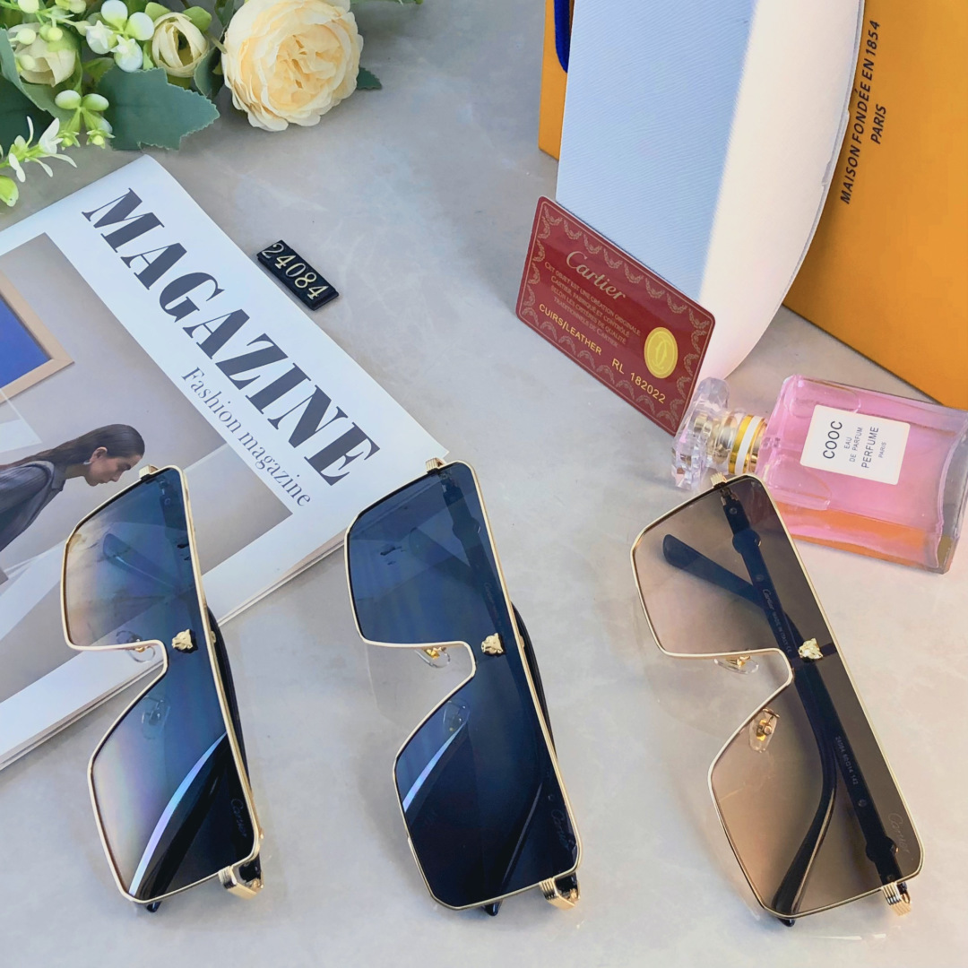 。。Cartie*欧美方形前卫个性太阳眼镜ins无框超酷网红墨镜防紫外线