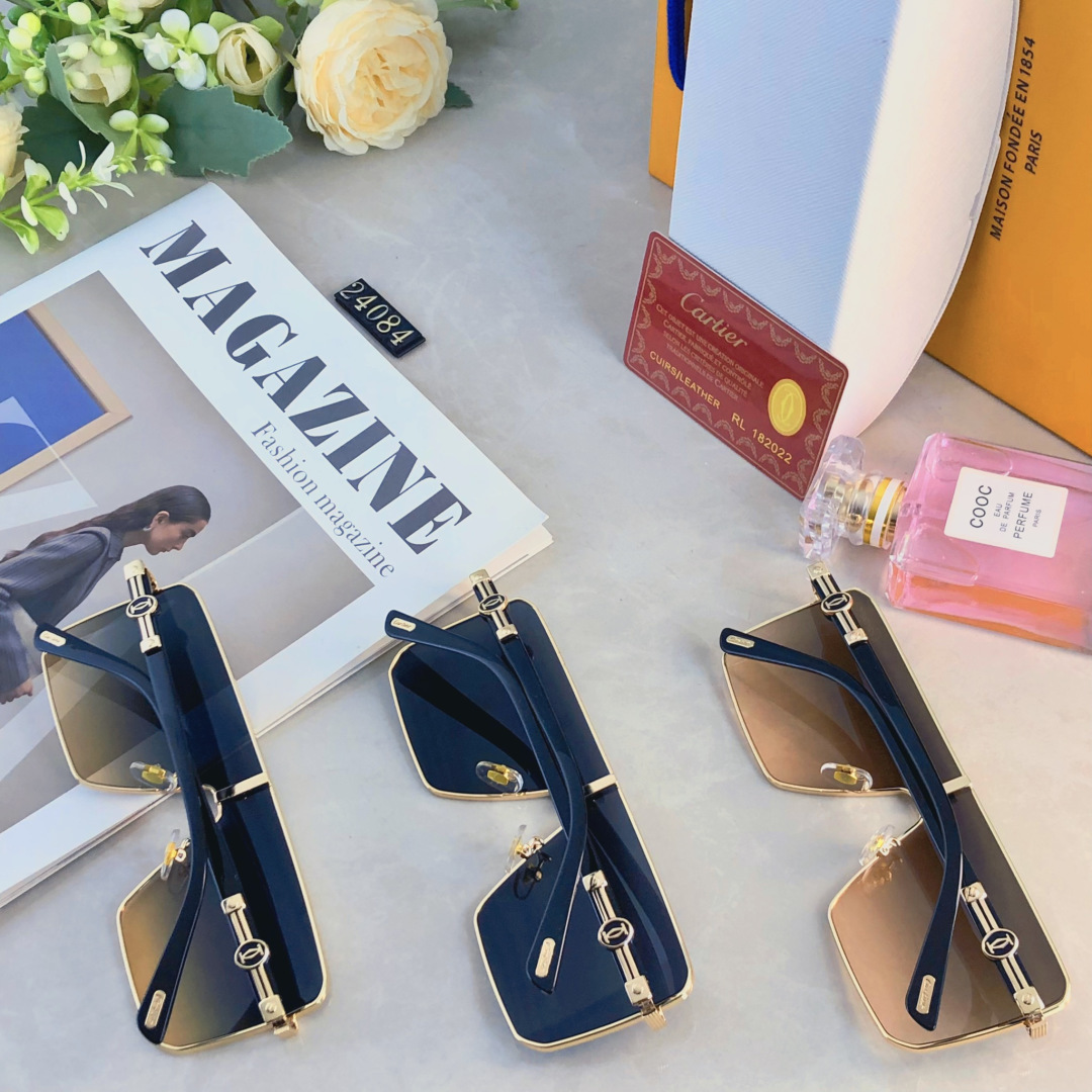 。。Cartie*欧美方形前卫个性太阳眼镜ins无框超酷网红墨镜防紫外线