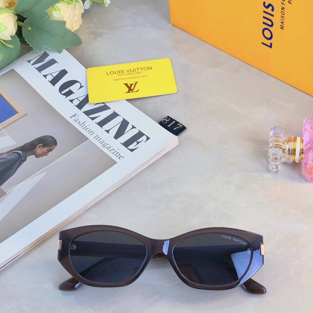 。。Louis vuitto*2026新款复古可可镜窄框猫眼墨镜网红女款潮辣妹度假防晒太阳眼镜