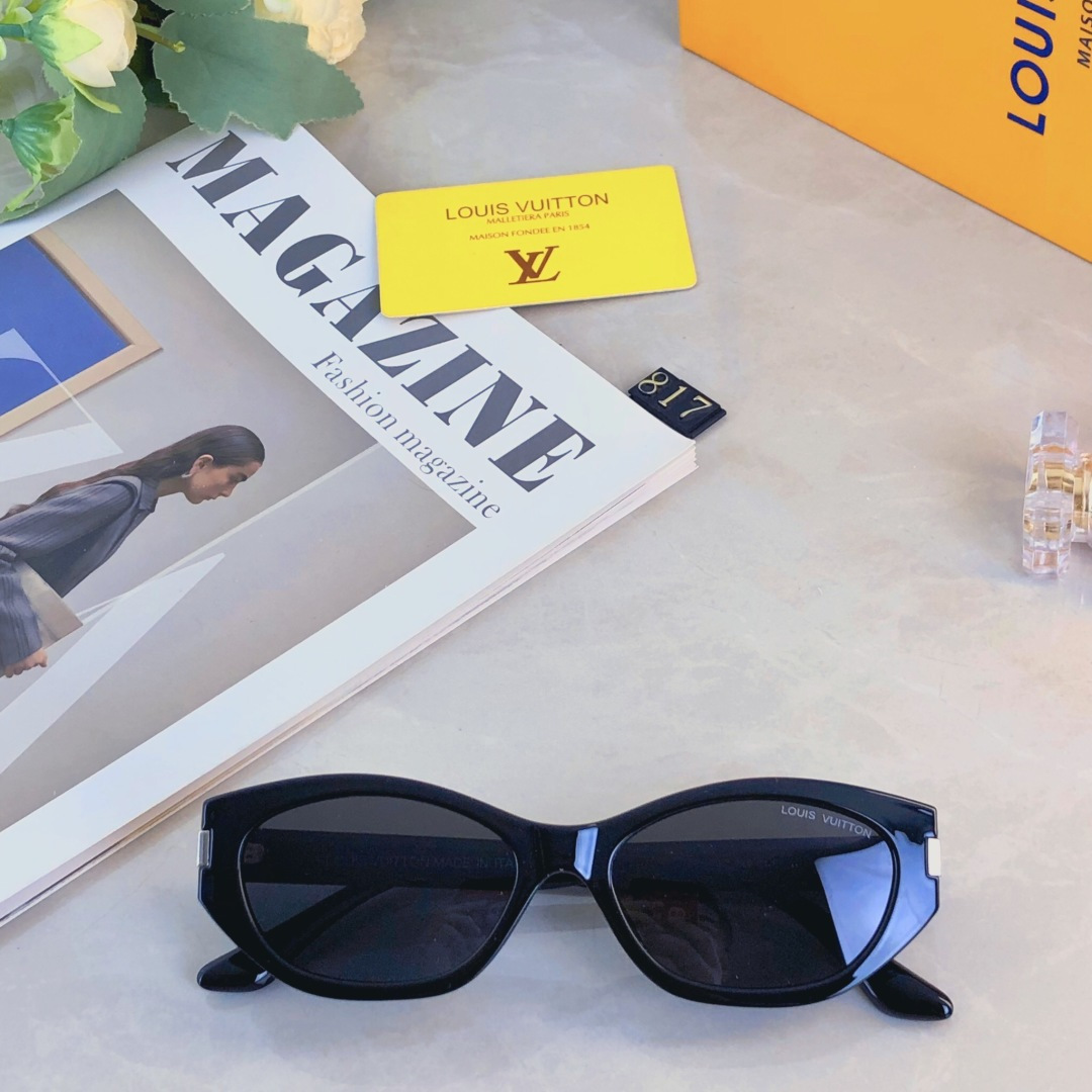 。。Louis vuitto*2026新款复古可可镜窄框猫眼墨镜网红女款潮辣妹度假防晒太阳眼镜