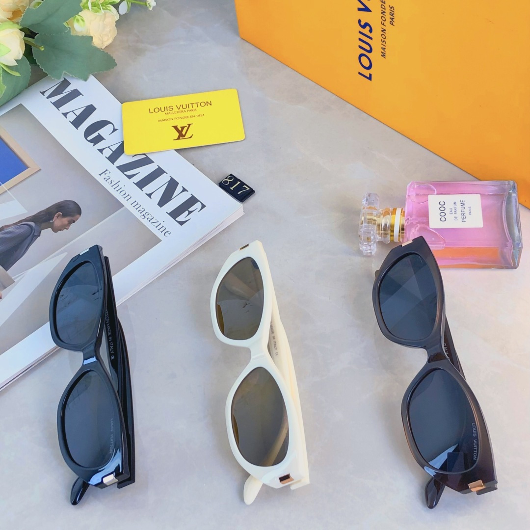 。。Louis vuitto*2026新款复古可可镜窄框猫眼墨镜网红女款潮辣妹度假防晒太阳眼镜
