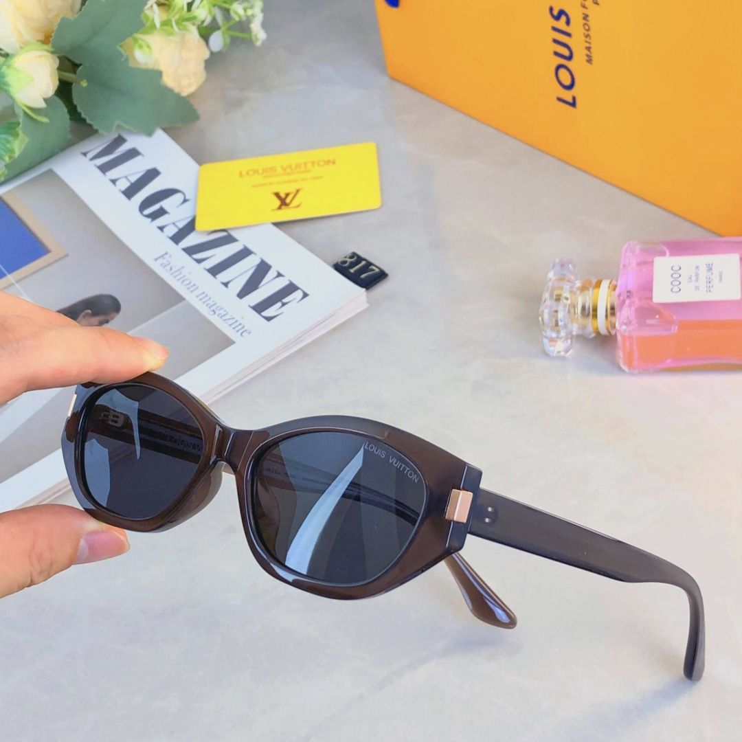 。。Louis vuitto*2026新款复古可可镜窄框猫眼墨镜网红女款潮辣妹度假防晒太阳眼镜