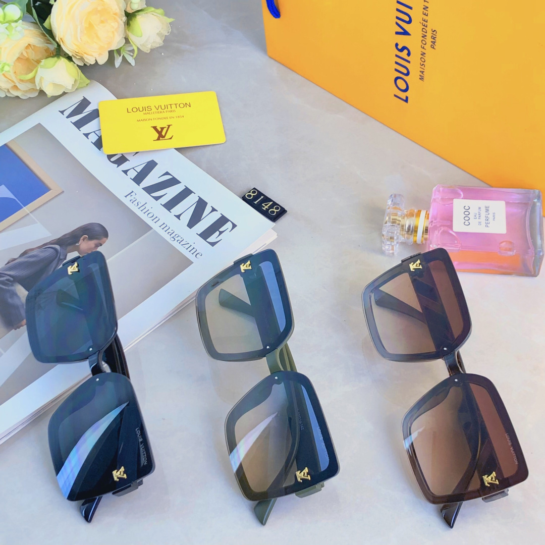 。。Louis vuitto*新款高级感大框方形时尚太阳镜复古休闲个性潮流墨镜防紫外线