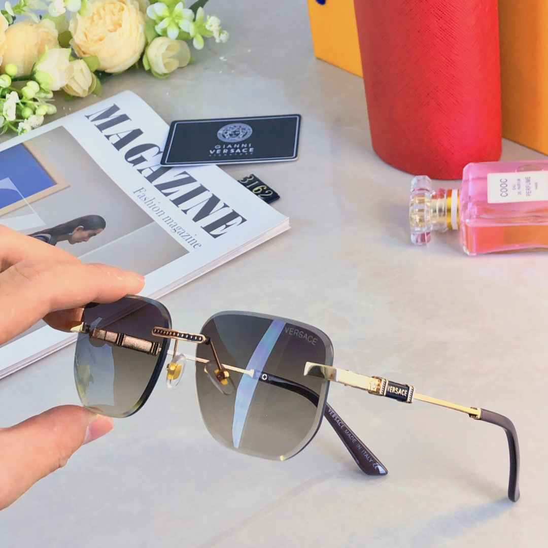 。。Versac*欧美方形前卫个性小框太阳眼镜ins无框超酷网红墨镜防紫外线