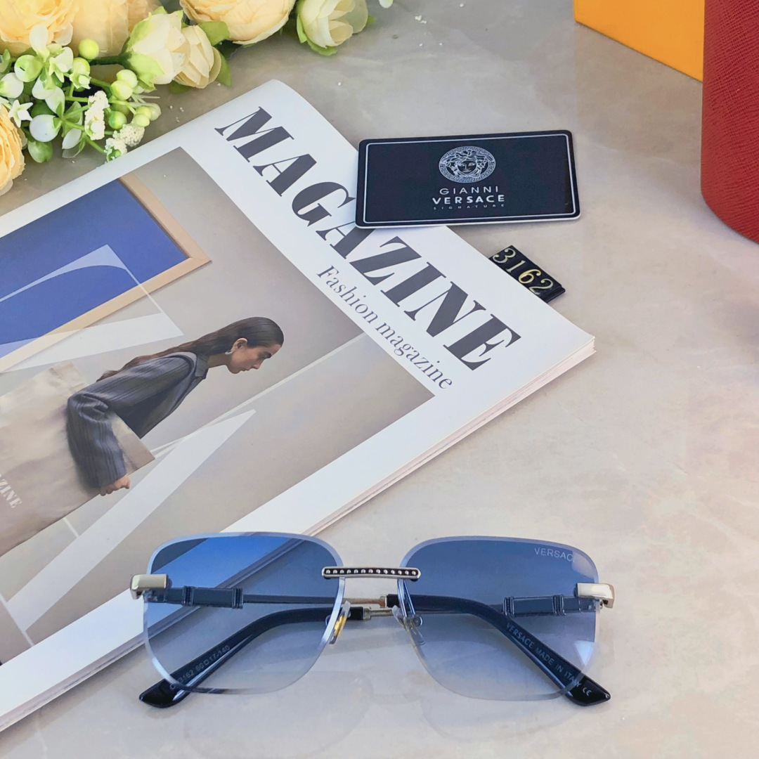 。。Versac*欧美方形前卫个性小框太阳眼镜ins无框超酷网红墨镜防紫外线