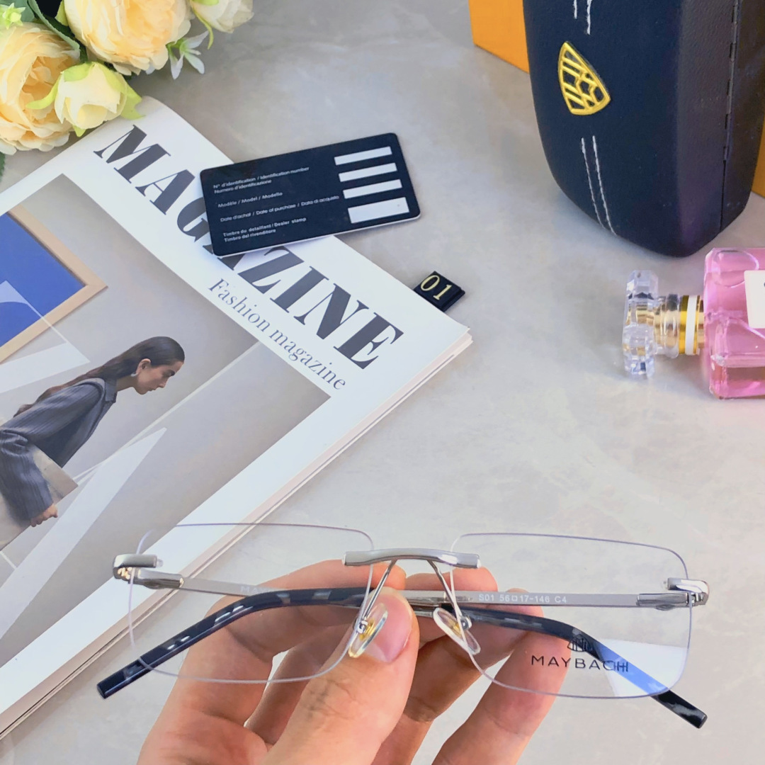 。。Maybac*气质超酷无边框近视眼镜可配度数无框眼睛镜架