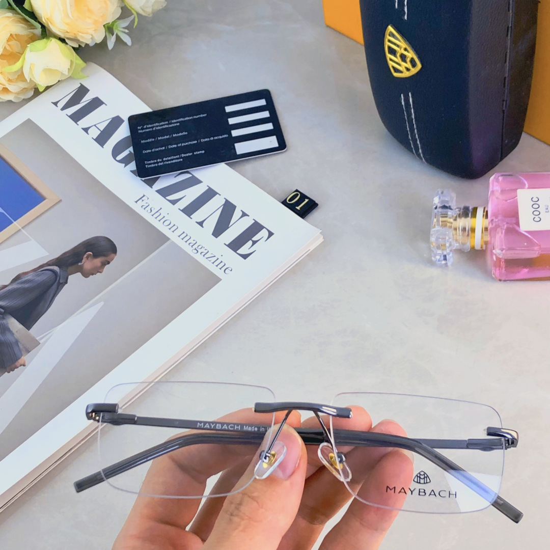 。。Maybac*气质超酷无边框近视眼镜可配度数无框眼睛镜架