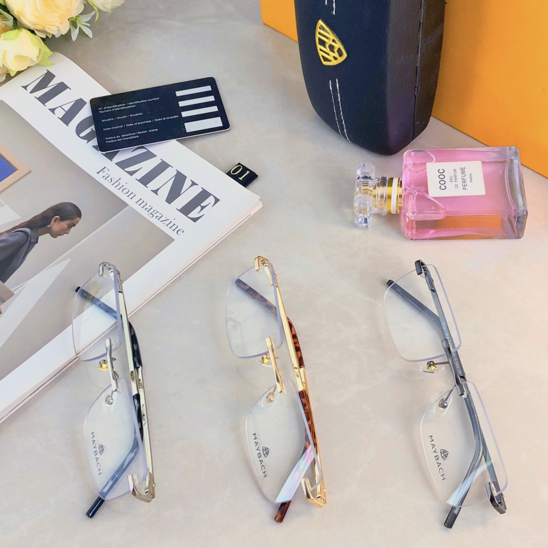 。。Maybac*气质超酷无边框近视眼镜可配度数无框眼睛镜架