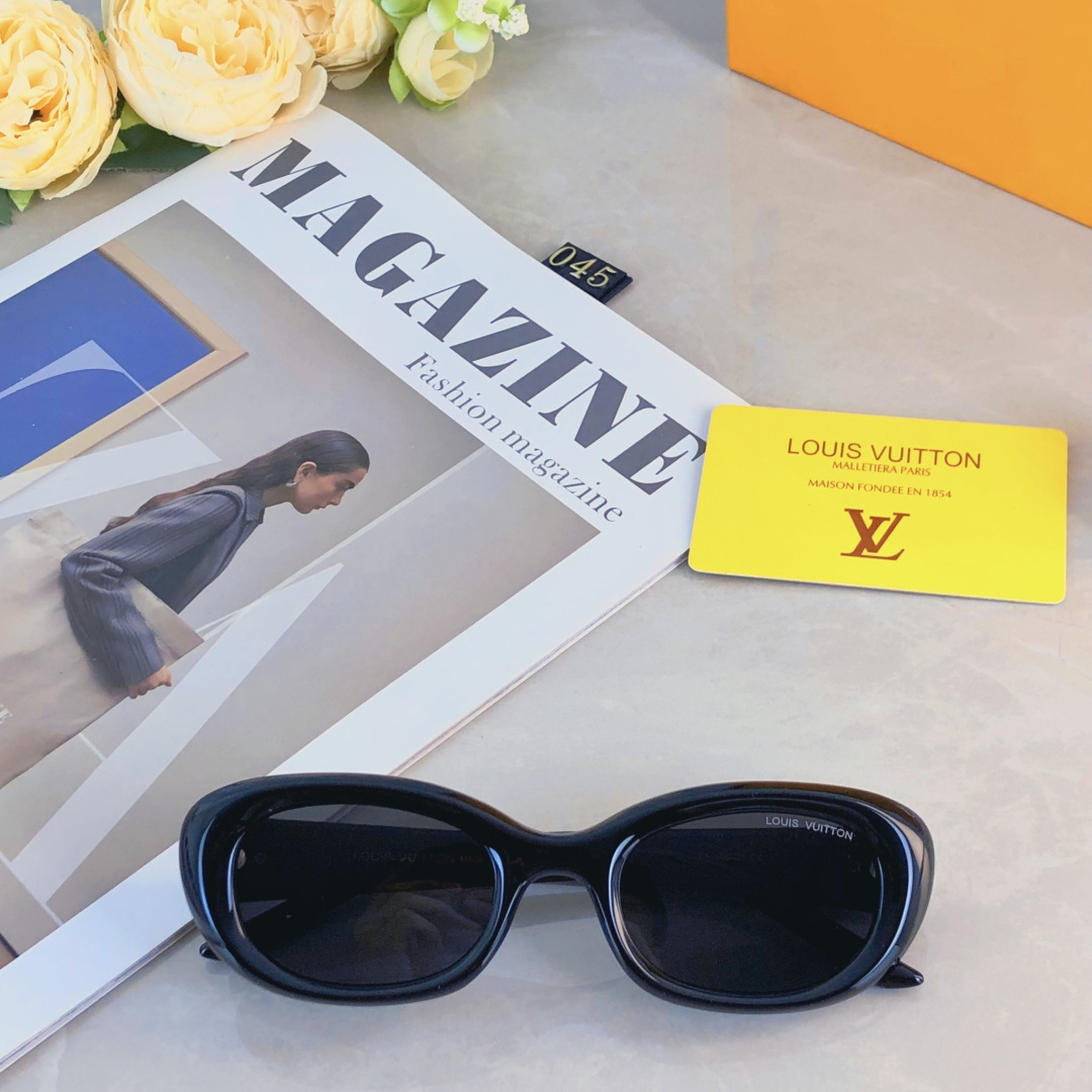 。。Louis vuitto*新款黑色小框猫眼明星墨镜女小红书同款韩版椭圆太阳镜
