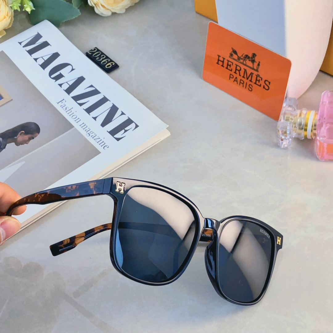 。。Herme*简约时尚方形太阳镜小红书网红同款太阳眼镜遮阳防晒墨镜个性