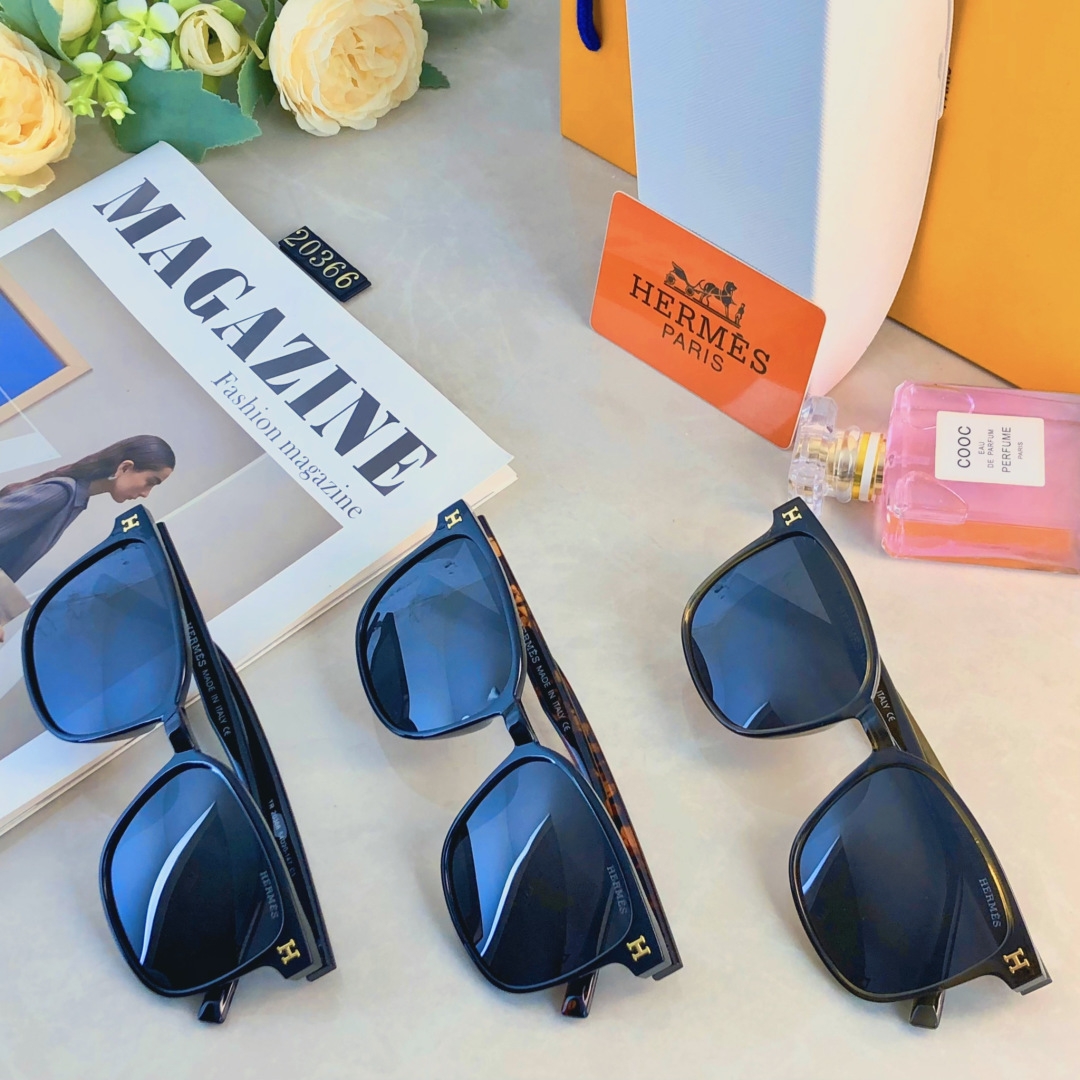 。。Herme*简约时尚方形太阳镜小红书网红同款太阳眼镜遮阳防晒墨镜个性