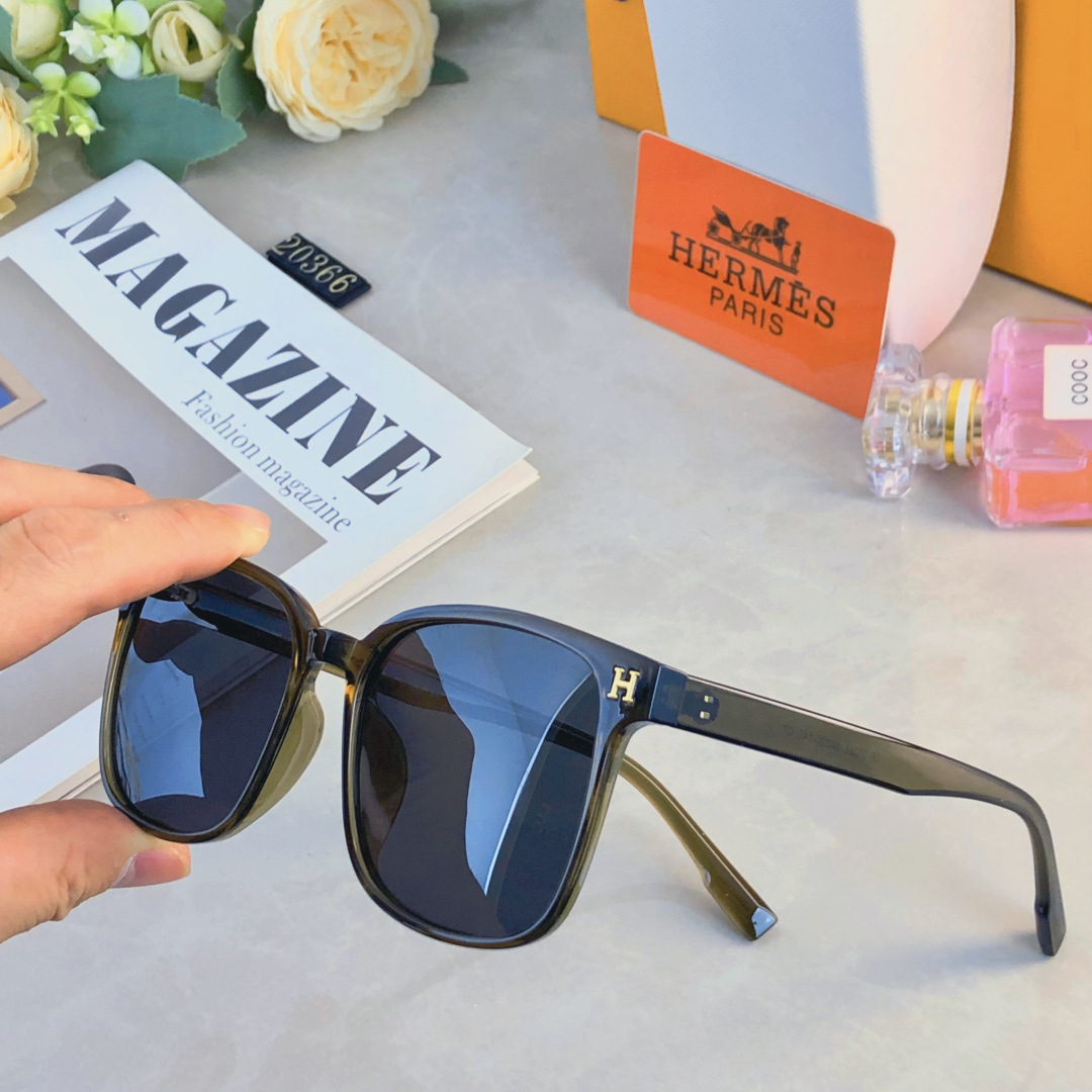 。。Herme*简约时尚方形太阳镜小红书网红同款太阳眼镜遮阳防晒墨镜个性