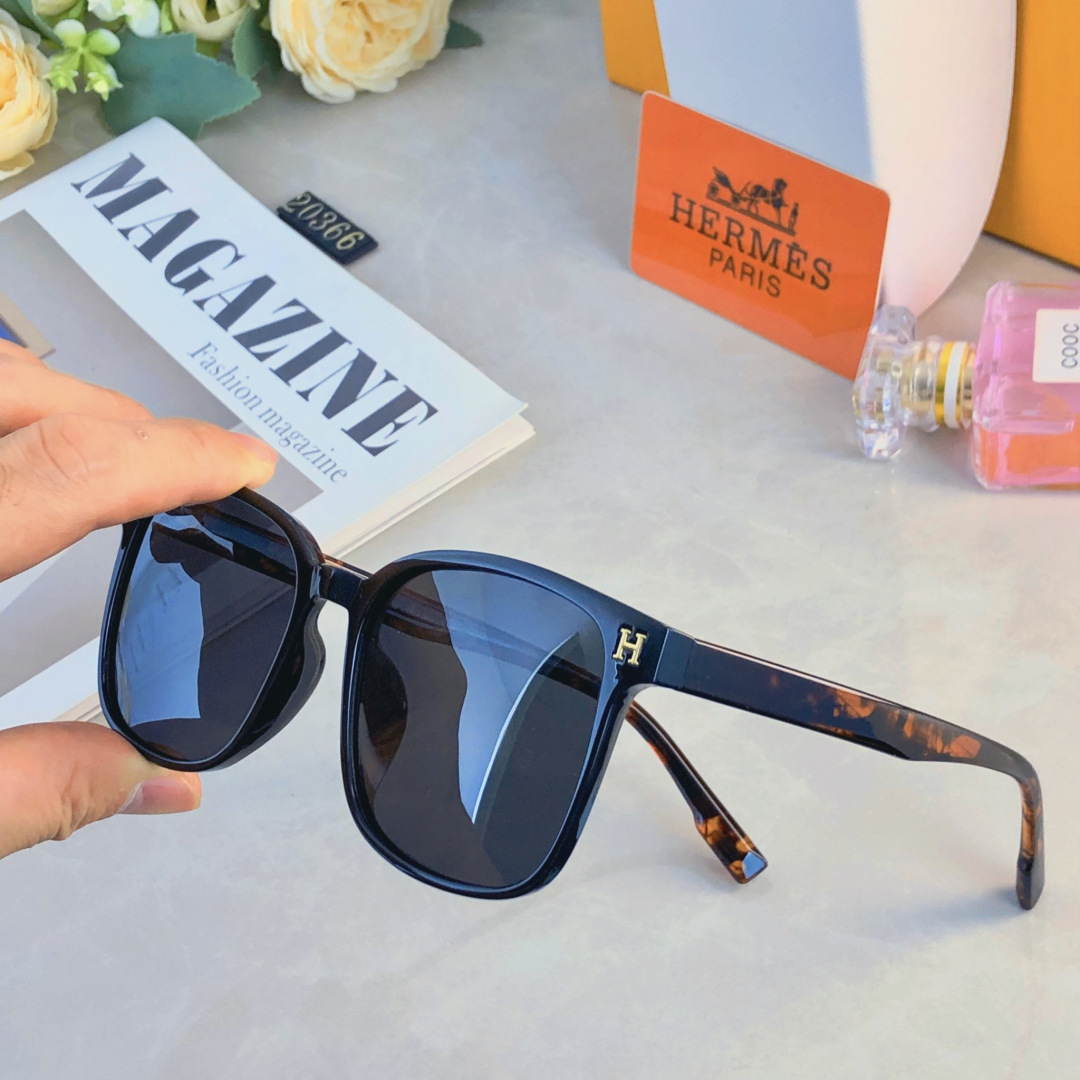 。。Herme*简约时尚方形太阳镜小红书网红同款太阳眼镜遮阳防晒墨镜个性