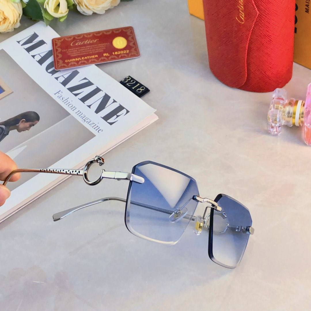 。。Cartie*欧美方形前卫个性小框太阳眼镜ins无框超酷网红墨镜防紫外线