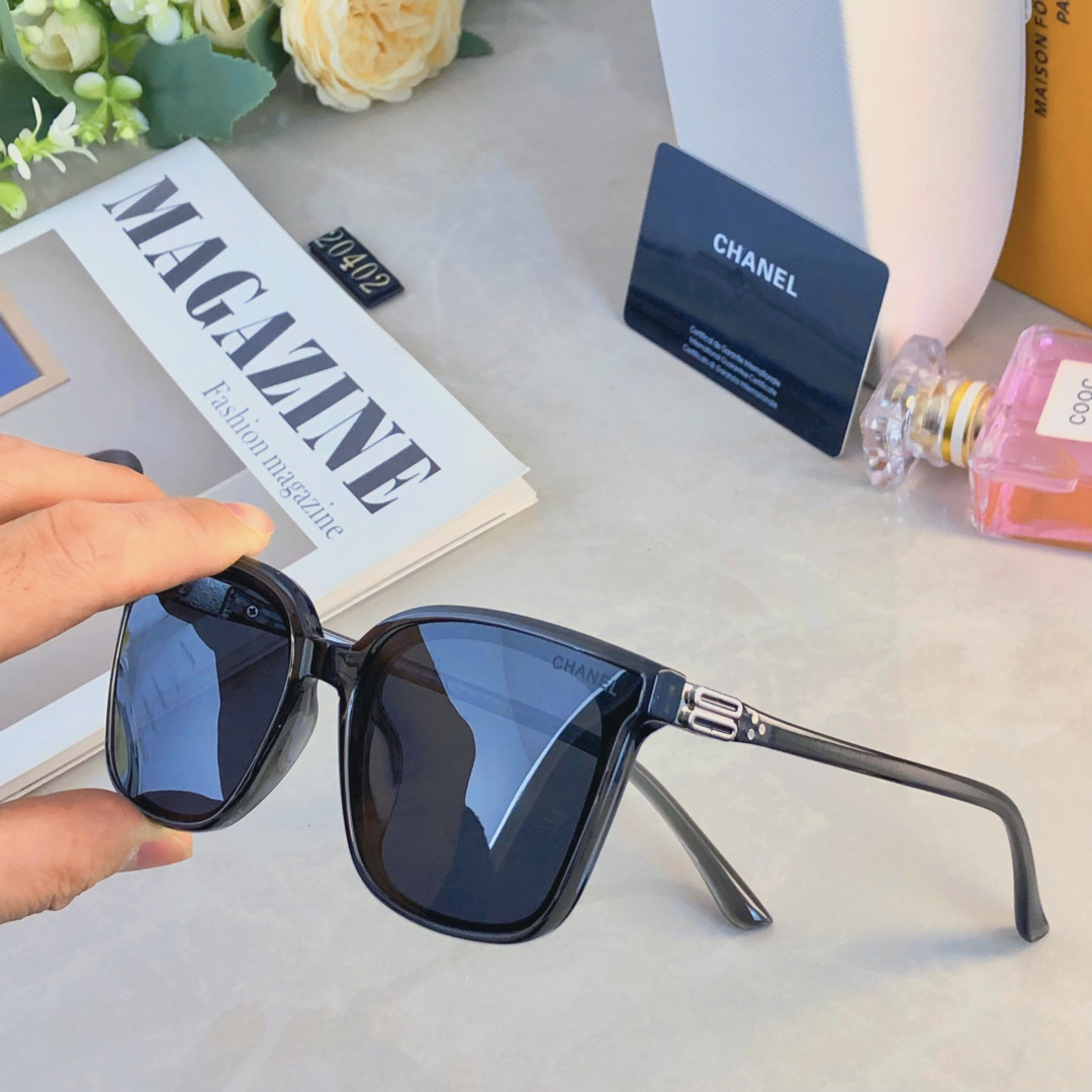 。。Chane*大框【品质】高清偏光镜片瘦脸修颜高级感潮流墨镜女太阳镜男
