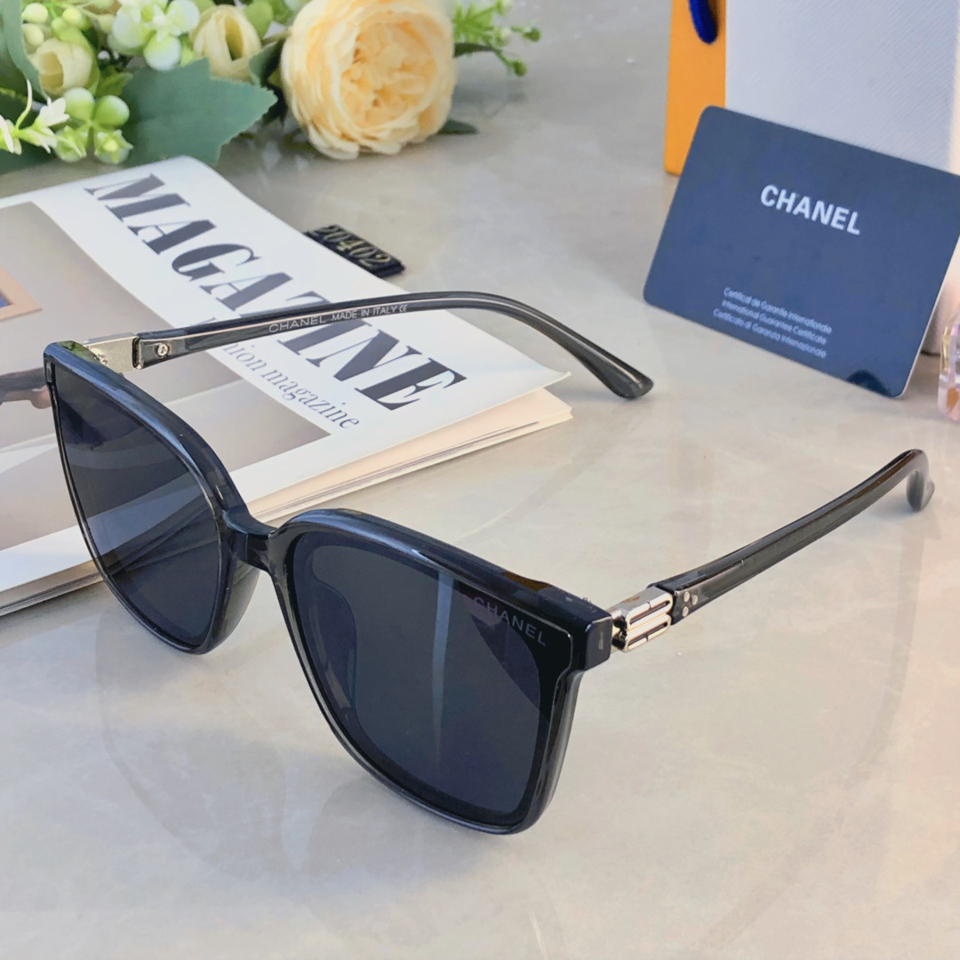 。。Chane*大框【品质】高清偏光镜片瘦脸修颜高级感潮流墨镜女太阳镜男