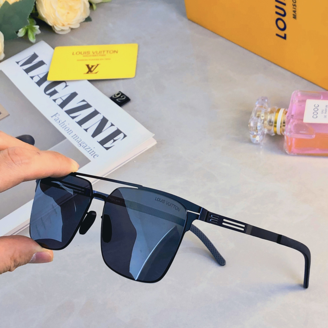 。。Louis vuitto*不锈钢双梁无螺丝男士偏光太阳镜超轻高级感太阳眼镜遮阳大框墨镜
