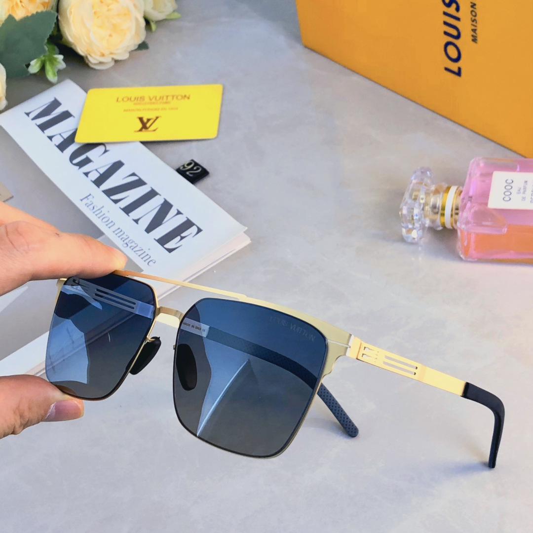 。。Louis vuitto*不锈钢双梁无螺丝男士偏光太阳镜超轻高级感太阳眼镜遮阳大框墨镜