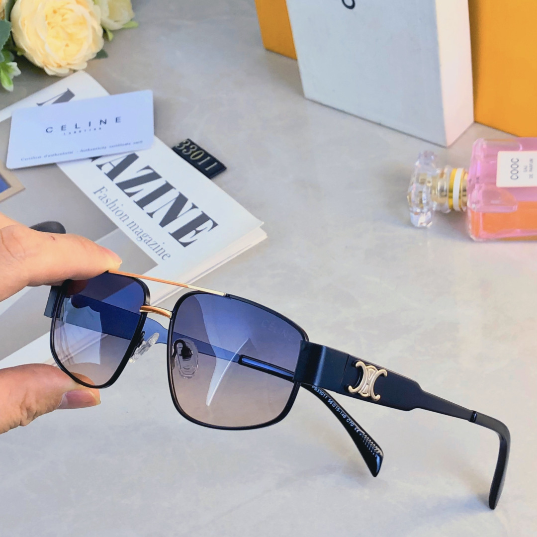 。。Celin*港风复古高级感金属方形窄框墨镜男潮个性凹造型蹦迪街拍太阳镜女