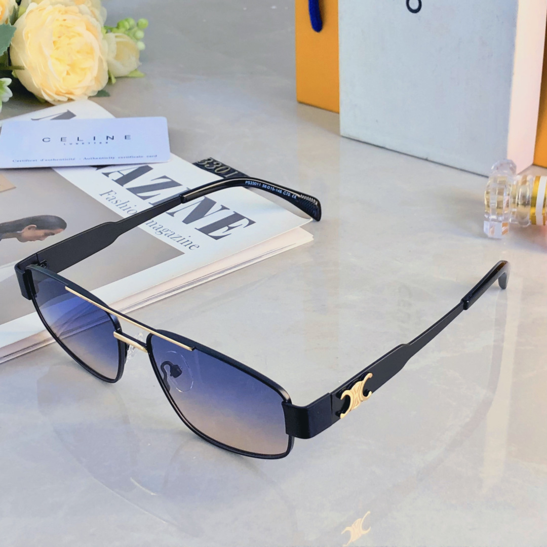 。。Celin*港风复古高级感金属方形窄框墨镜男潮个性凹造型蹦迪街拍太阳镜女