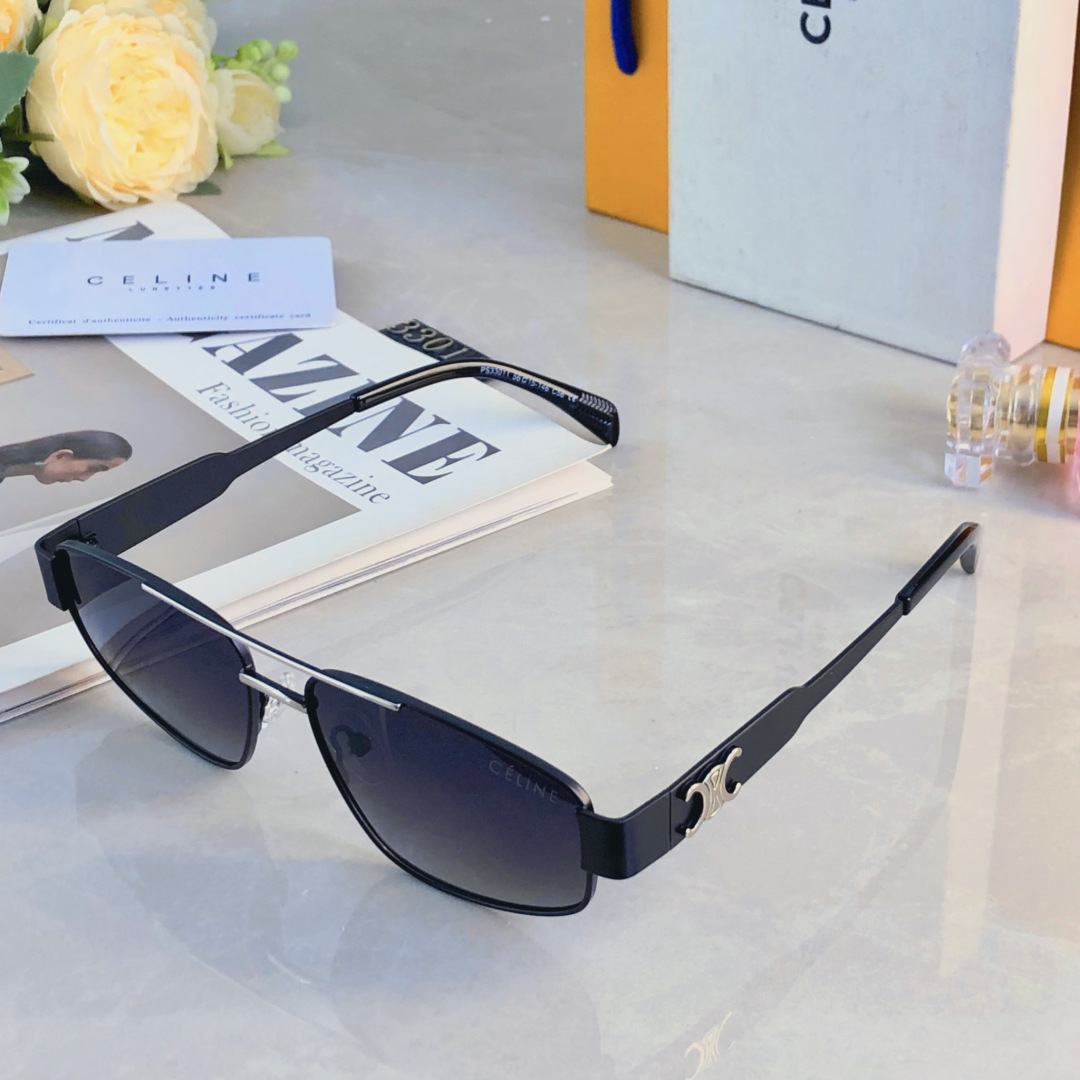 。。Celin*港风复古高级感金属方形窄框墨镜男潮个性凹造型蹦迪街拍太阳镜女