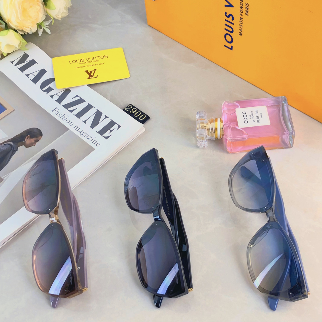 。。Louis vuitto*时尚女士百搭太阳镜欧美大牌猫眼墨镜个性镜腿眼镜