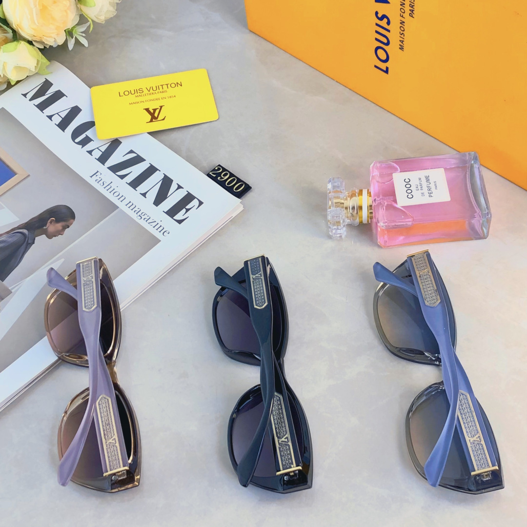 。。Louis vuitto*时尚女士百搭太阳镜欧美大牌猫眼墨镜个性镜腿眼镜