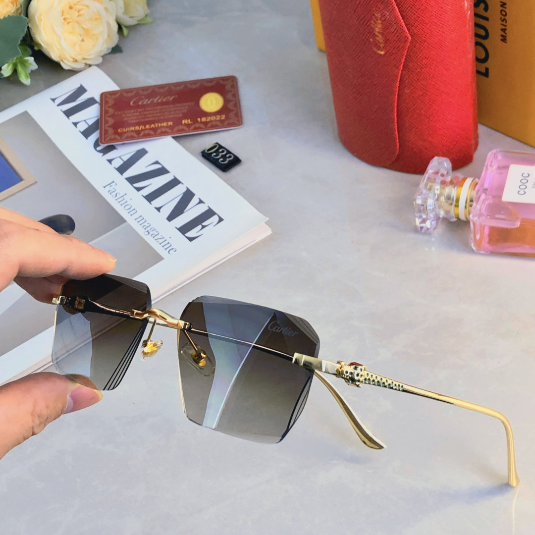 。。Cartie*金属个性切边时尚无框太阳镜遮阳高级质感欧美街拍潮男女墨镜