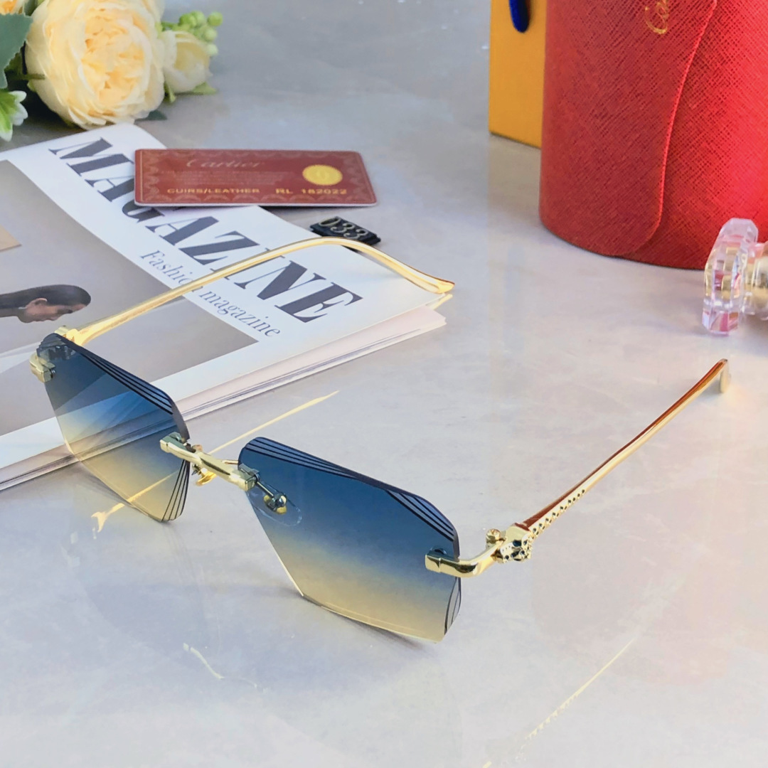 。。Cartie*金属个性切边时尚无框太阳镜遮阳高级质感欧美街拍潮男女墨镜