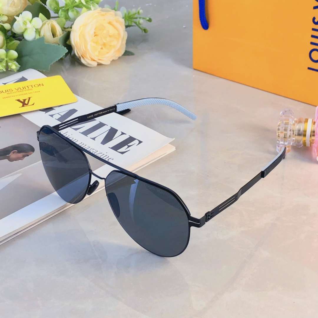 。。Louis vuitto*2026新款偏光太阳镜男士欧美双梁飞行员墨镜尼龙户外钓鱼蛤蟆眼镜