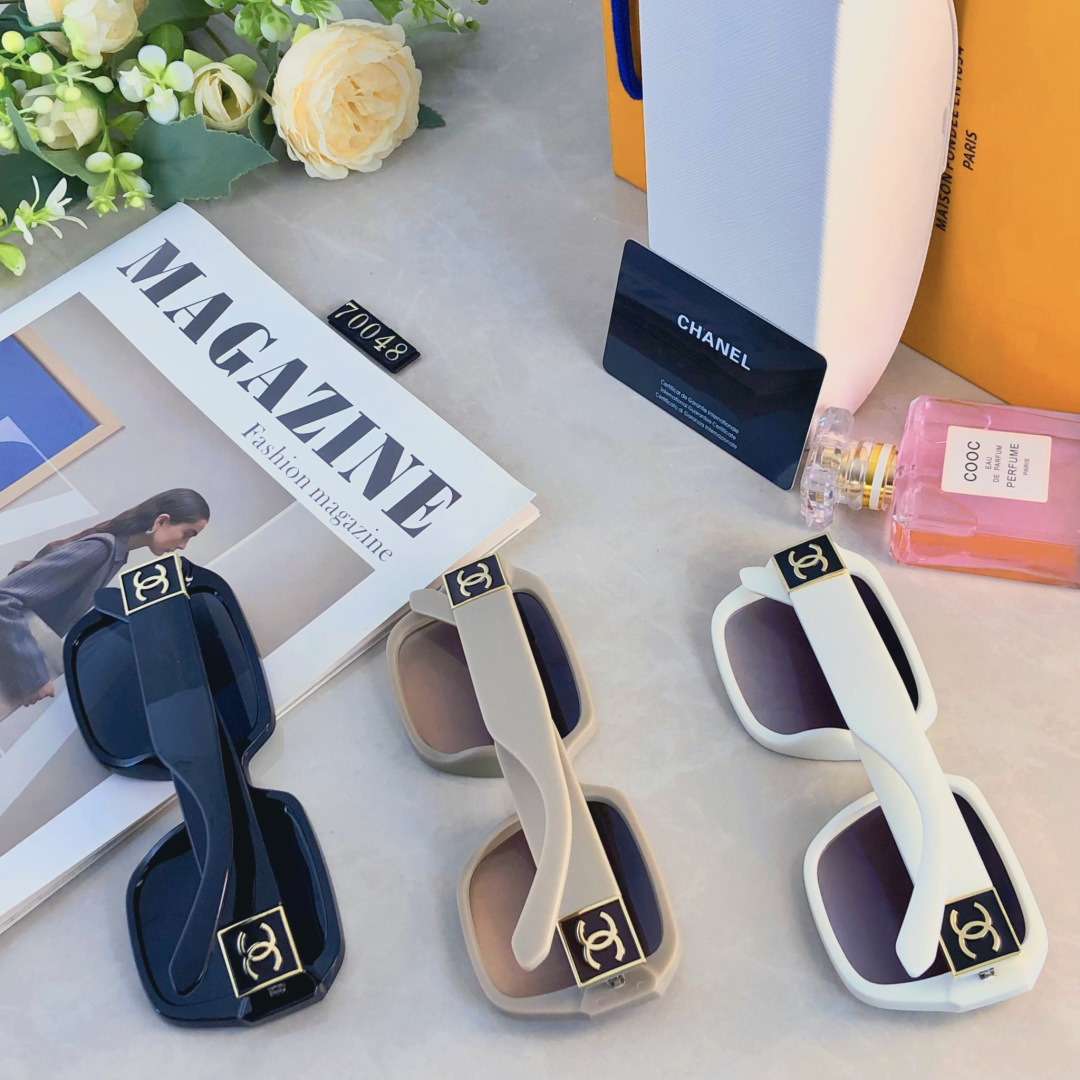 。。Chane*2026新款方框太阳镜女士小香风轻奢墨镜防紫外线大框明星同款眼镜