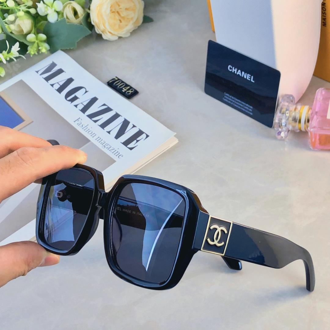 。。Chane*2026新款方框太阳镜女士小香风轻奢墨镜防紫外线大框明星同款眼镜