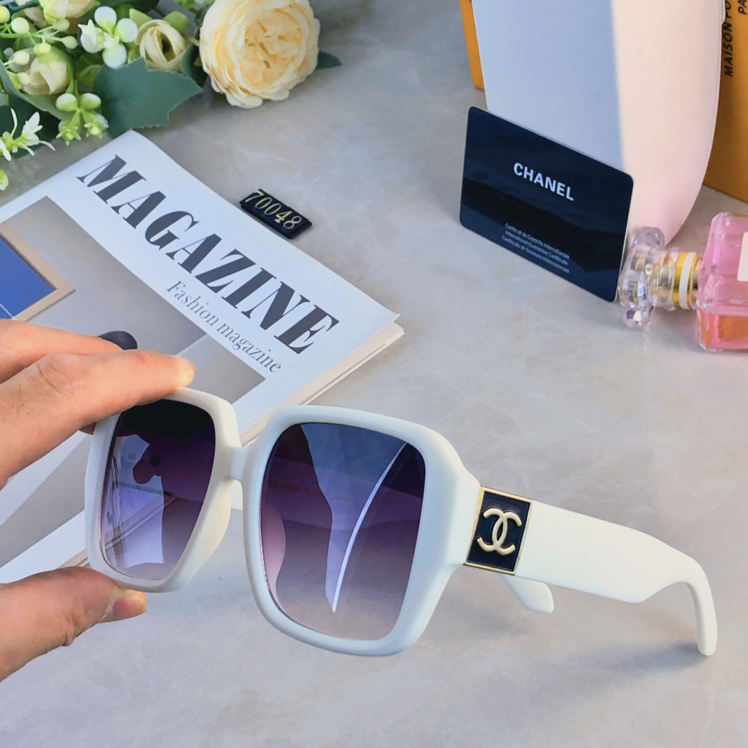 。。Chane*2026新款方框太阳镜女士小香风轻奢墨镜防紫外线大框明星同款眼镜