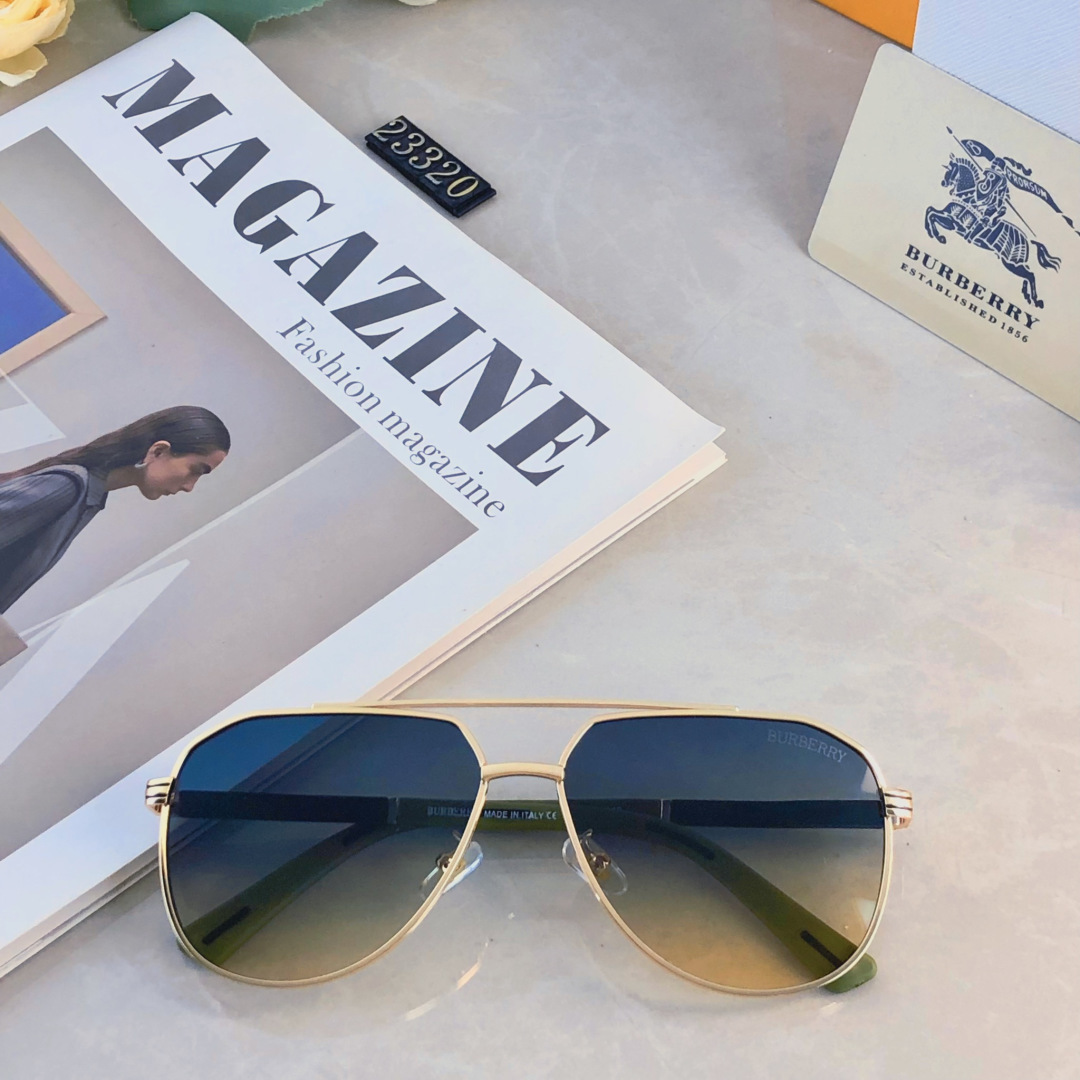。。Burberr*情侣款复古飞行员太阳镜男女高颜值时尚街拍遮阳防晒墨镜拍照旅游