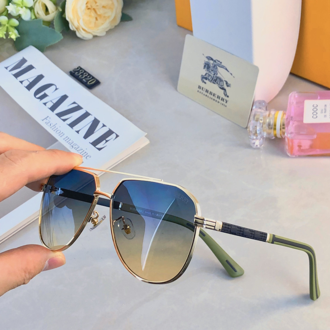 。。Burberr*情侣款复古飞行员太阳镜男女高颜值时尚街拍遮阳防晒墨镜拍照旅游
