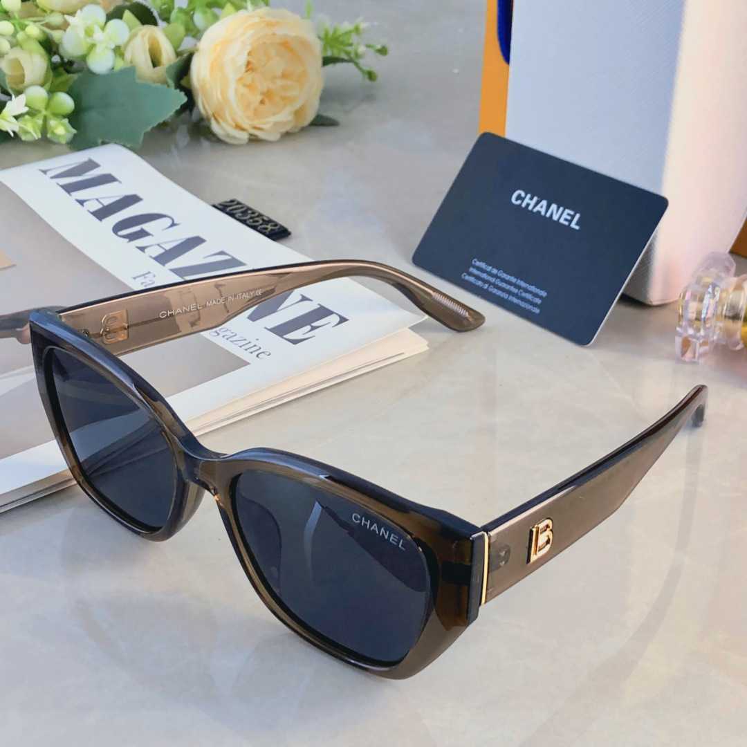 。。Chane*大框猫眼黑框墨镜遮阳女时尚个性简约显瘦防紫外线高级感太阳眼镜