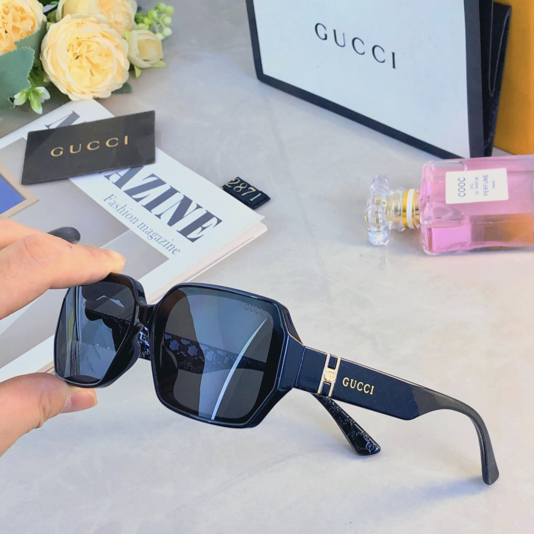 。。Gucc*韩版方形遮脸显脸小墨镜女潮圆脸防紫外线遮阳太阳眼镜