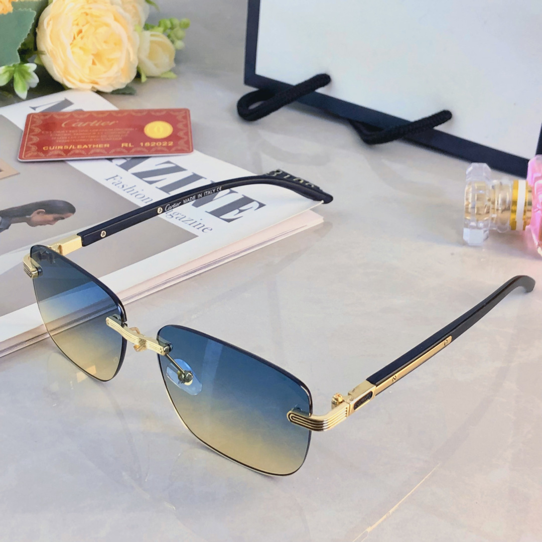 。。Cartie*欧美明星复古潮流方形无框切边墨镜男女潮网红个性糖果色太阳眼镜