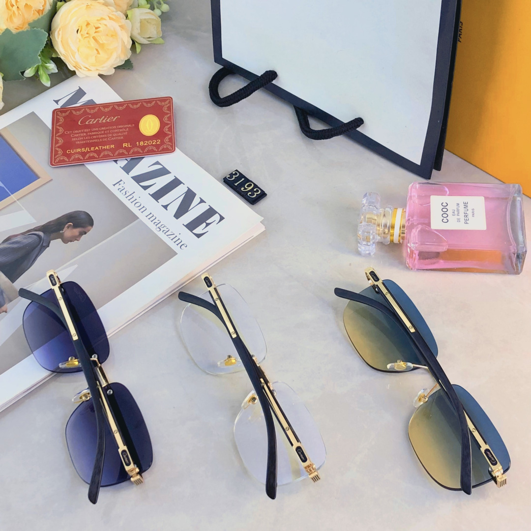 。。Cartie*欧美明星复古潮流方形无框切边墨镜男女潮网红个性糖果色太阳眼镜