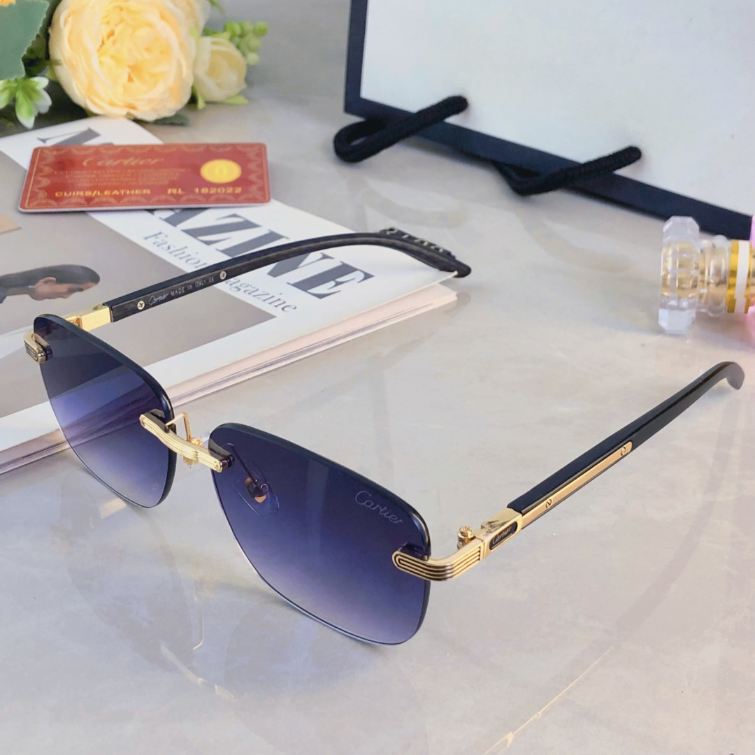 。。Cartie*欧美明星复古潮流方形无框切边墨镜男女潮网红个性糖果色太阳眼镜
