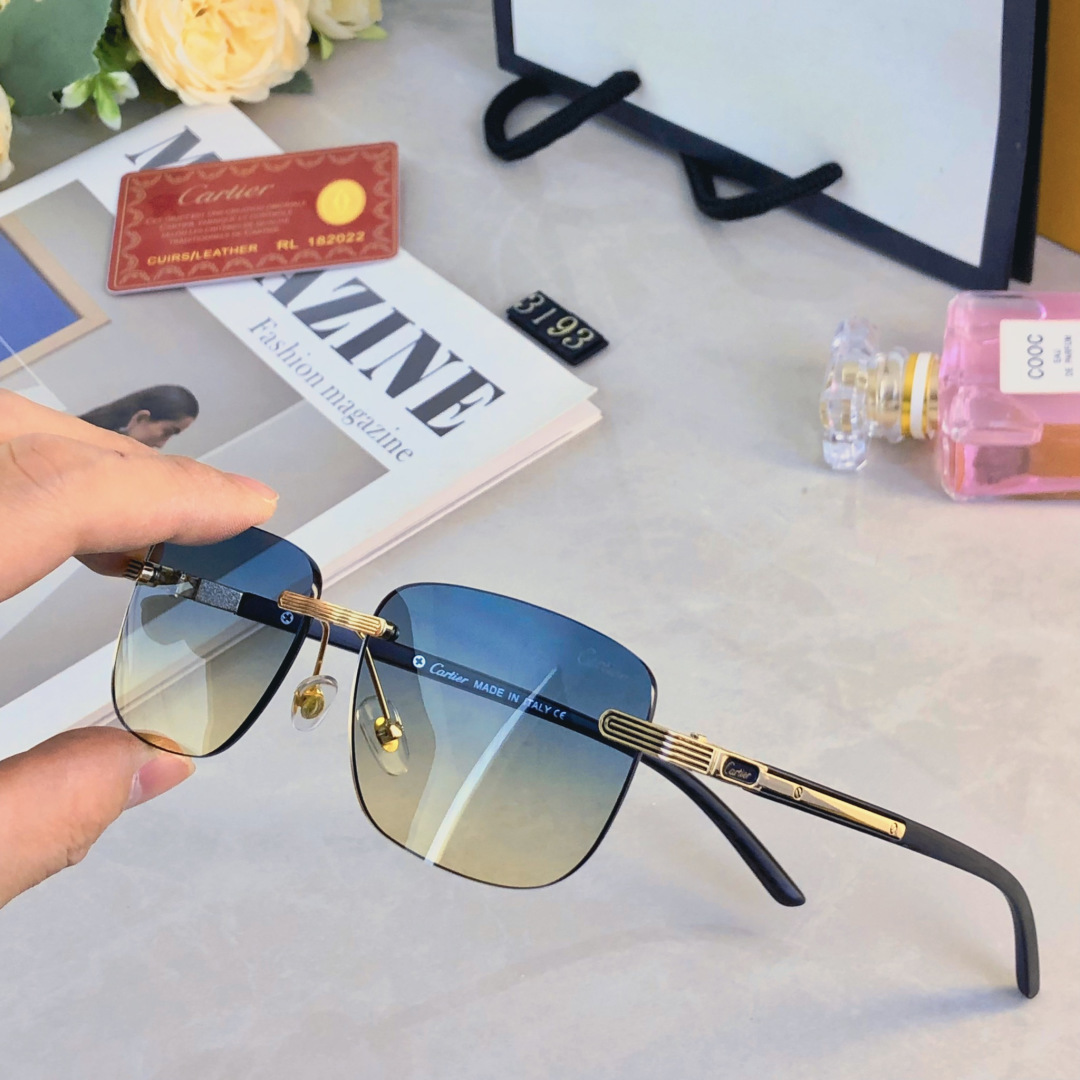 。。Cartie*欧美明星复古潮流方形无框切边墨镜男女潮网红个性糖果色太阳眼镜