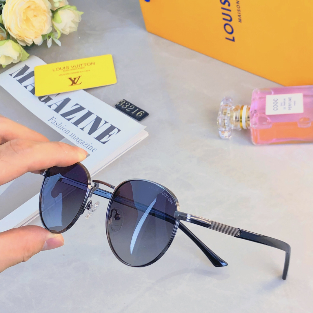 。。Louis vuitto*新款欧美风墨镜女款金属圆高级感气质方圆脸显瘦太阳眼镜