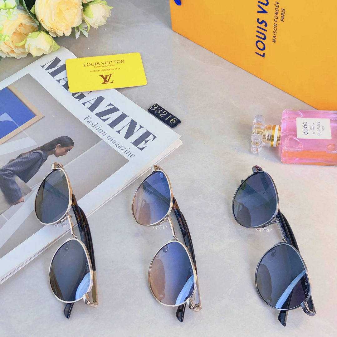 。。Louis vuitto*新款欧美风墨镜女款金属圆高级感气质方圆脸显瘦太阳眼镜